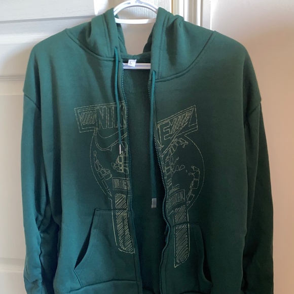 Y2K Graphic Green Zip up Hoodie - Picture 1 of 3